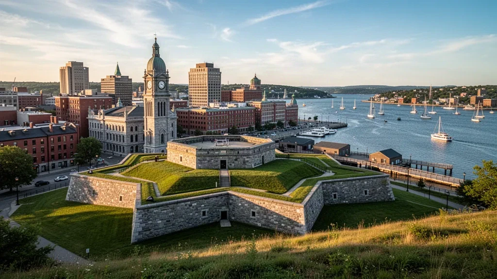 Sito storico nazionale della Cittadella di Halifax con vista sul porto e sullo skyline del lungomare in Nuova Scozia, Canada