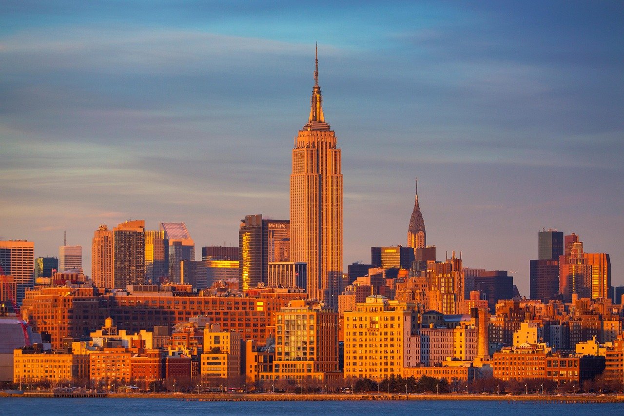 empire state building, hudson, coucher de soleil, new york, ny, manhattan, nature, états-unis
