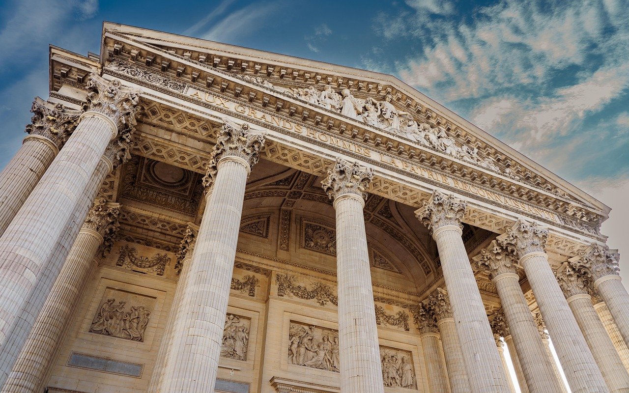 pantheon paris, Monument, Grab, Gedenkstätte, Ruhmeshalle, historisch, Gebäude, Halle, Kunst, Säulen, Architektur, Perspektive, paris, frankreich
