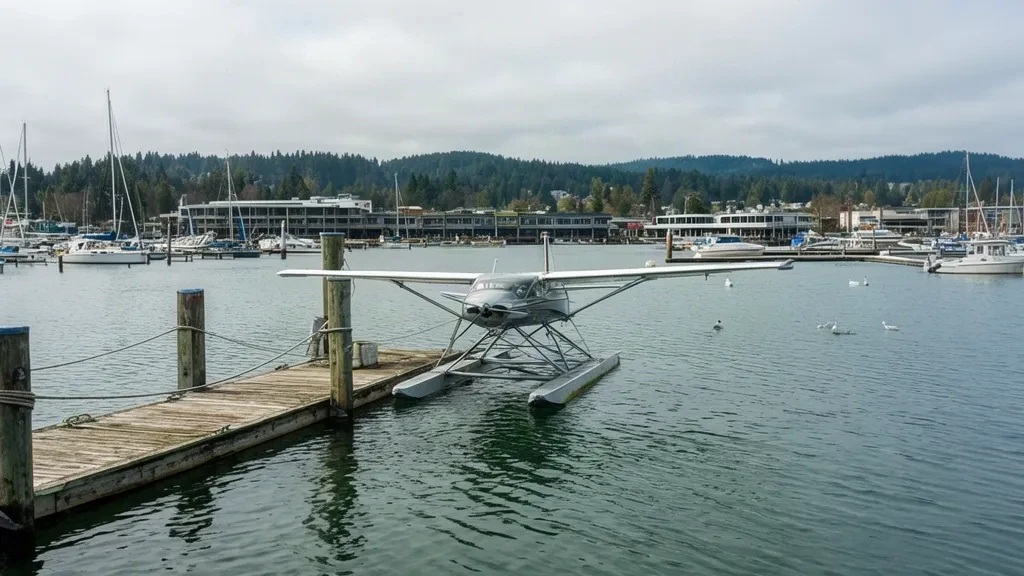 Hydravion amarré à la base d'hydravions de Port of Poulsbo Marina Moorage sur Liberty Bay, dans l'État de Washington