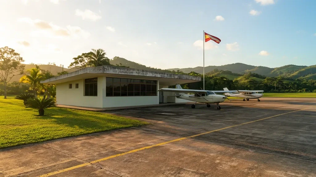 Small regional terminal and apron at Cachoeira do Sul Airport QDB in Rio Grande do Sul, Brazil