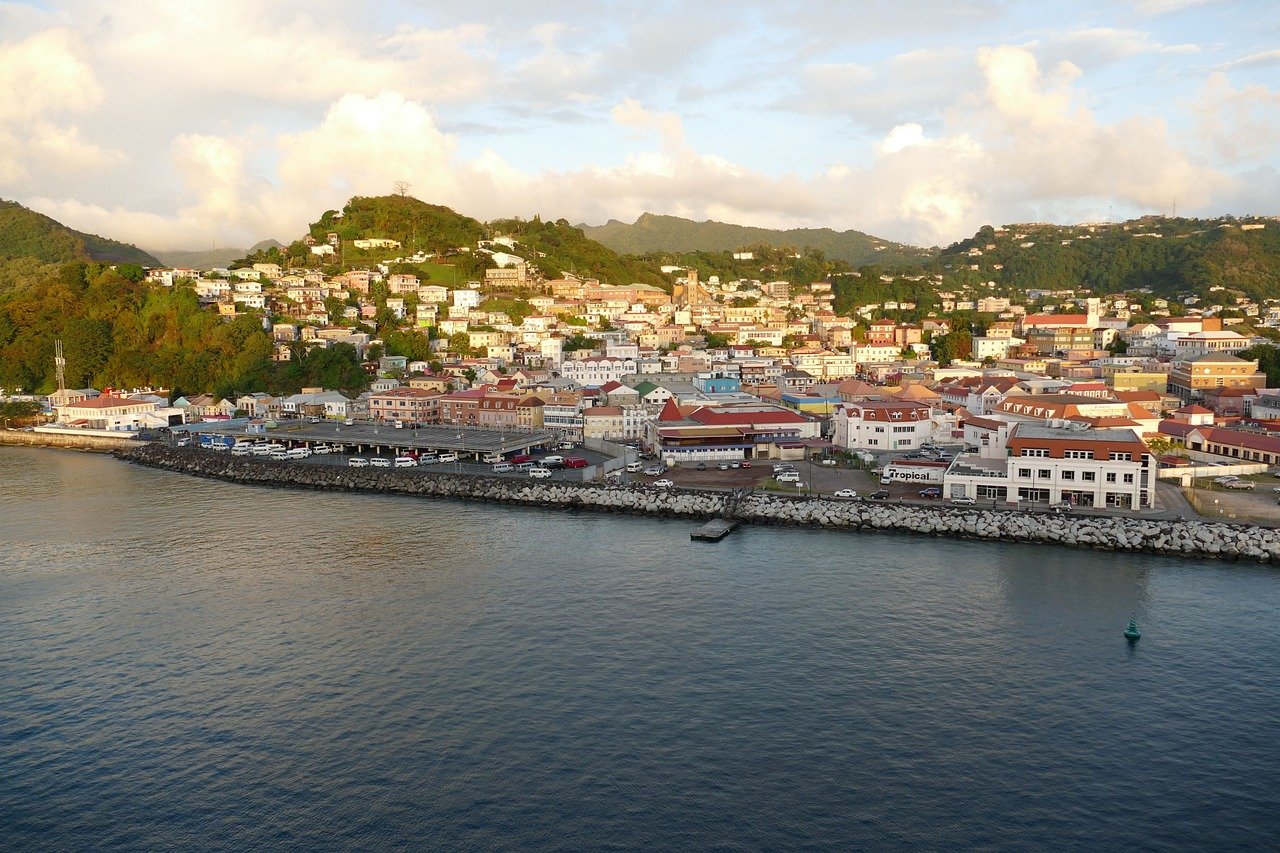 grenada, st, george's, karayipler, doğa, ada, cruise, şehir, panorama, manzara, deniz