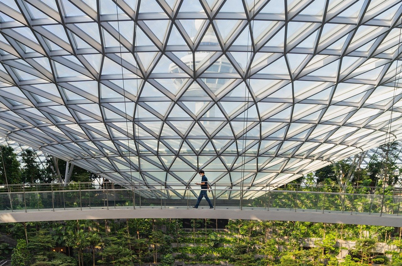 Architektur, Flughafen, Changi, Gebäude, Innenraum, Asien, Design, Reisen, Wahrzeichen, modern, drinnen, Singapur, Glas, Turm, Flughafen, Singapur, Singapur, Singapur, Singapur, Singapur