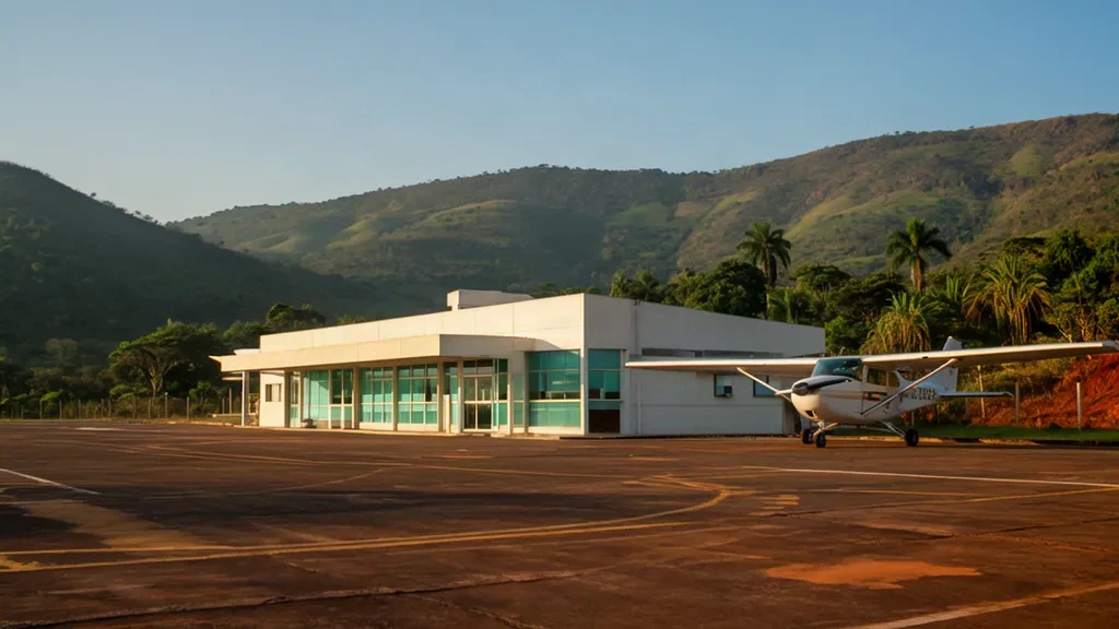 Kleines regionales Terminalgebäude am Flughafen Juscelino Kubitschek in Teófilo Otoni, Minas Gerais, Brasilien