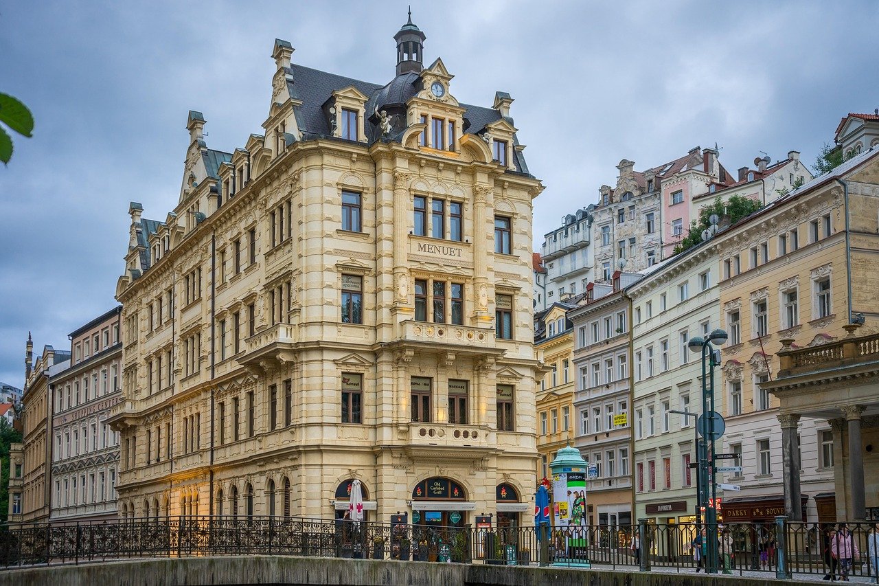 Tschechien, Stadt, Architektur, Karlsbad, historisches Zentrum, Tourismus, reisen, Carlsbad, Europa, Gebäude, Teplá, das Sudetenland, Karlovy Vary, Karlovy-Vary, Kurort, Bürgerhaus, Reihenhäuser, Tschechien, Tschechien, Tschechien, Tschechi