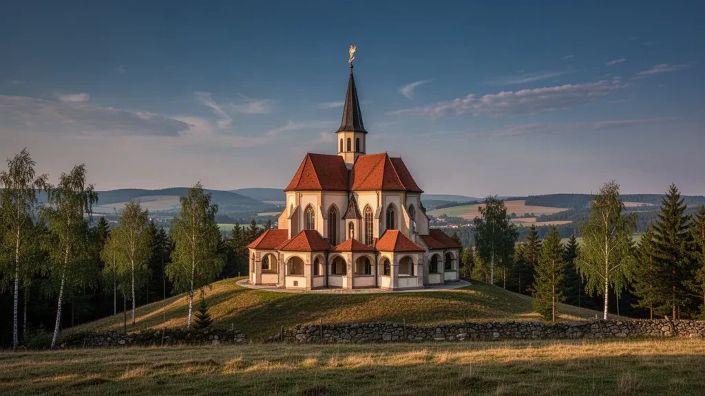 Iglesia de Peregrinación de San Juan Nepomuceno en la colina Zelená Hora cerca de Žďár nad Sázavou, República Checa