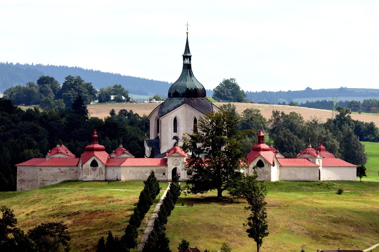 église, Santini, UNESCO, étoile, montagne Verte, Žďár nad Sázavou