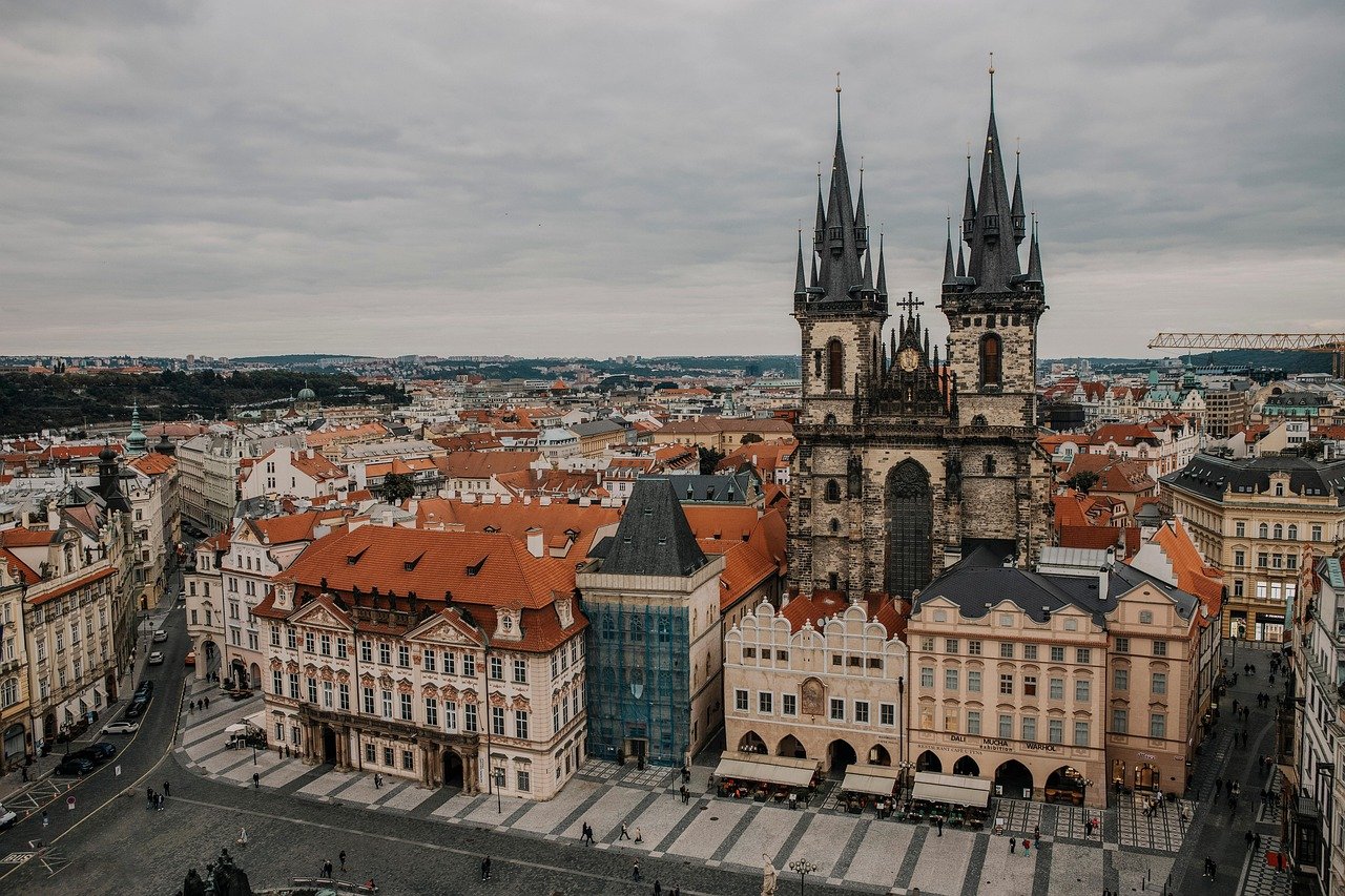 plaza, casco antiguo, Praga, tejados, sitios históricos, personas, Praga, Praga, Praga, Praga, Praga