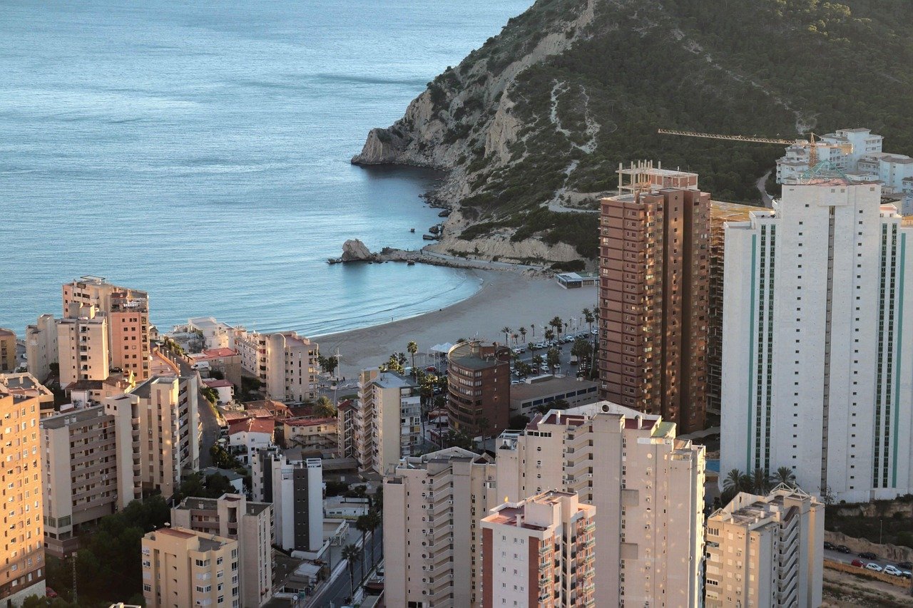 Gebäude, Küste, Meer, Ozean, Natur, Cala, Benidorm, Spanien