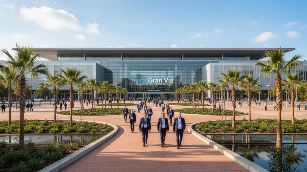 Esterno del centro congressi Fira Gran Via a Barcellona, in Catalogna, sede ospitante del Mobile World Congress 2027