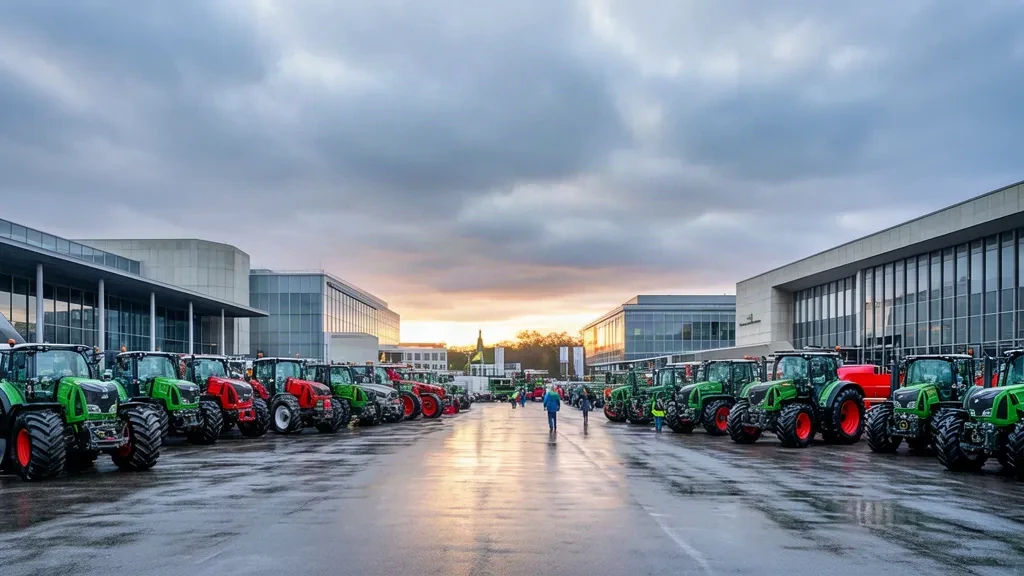 Tracteurs et moissonneuses-batteuses sur le parc des expositions du salon du machinisme agricole Agritechnica 2027 à Hanovre, en Basse-Saxe, en Allemagne
