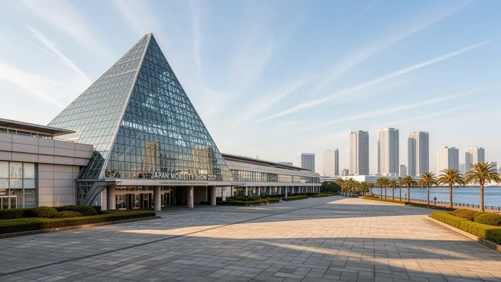 Tokyo'nun Ariake bölgesindeki Tokyo Big Sight kongre merkezinin dış görünümü, Japan Mobility Show 2027'nin mekânı