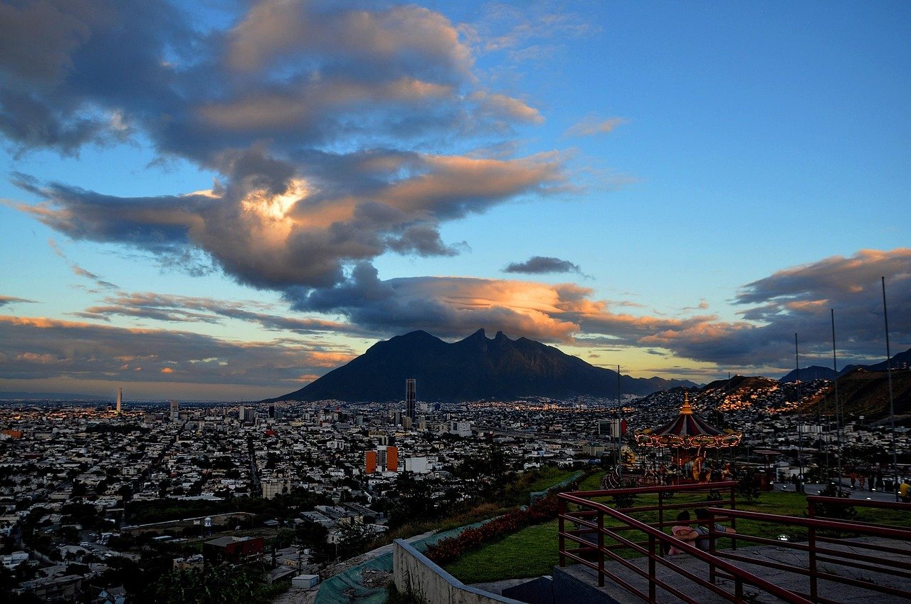 monterrey, nuvole, cerro, montagne, cielo, paesaggio, tramonto, messico, all'aperto, obsipado, crepuscolo, natura, tramonto blu