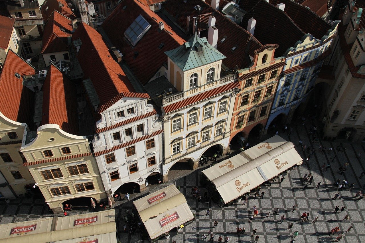 edifici, praga, repubblica ceca, città, turista, aerea, strade, tetti, persone, vista, città, praga, praga, praga, praga, praga