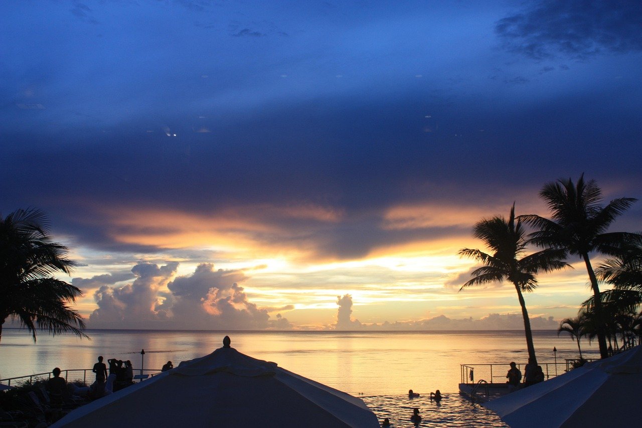 america, nature, guam, the island of guam, sunset, beach, evening view