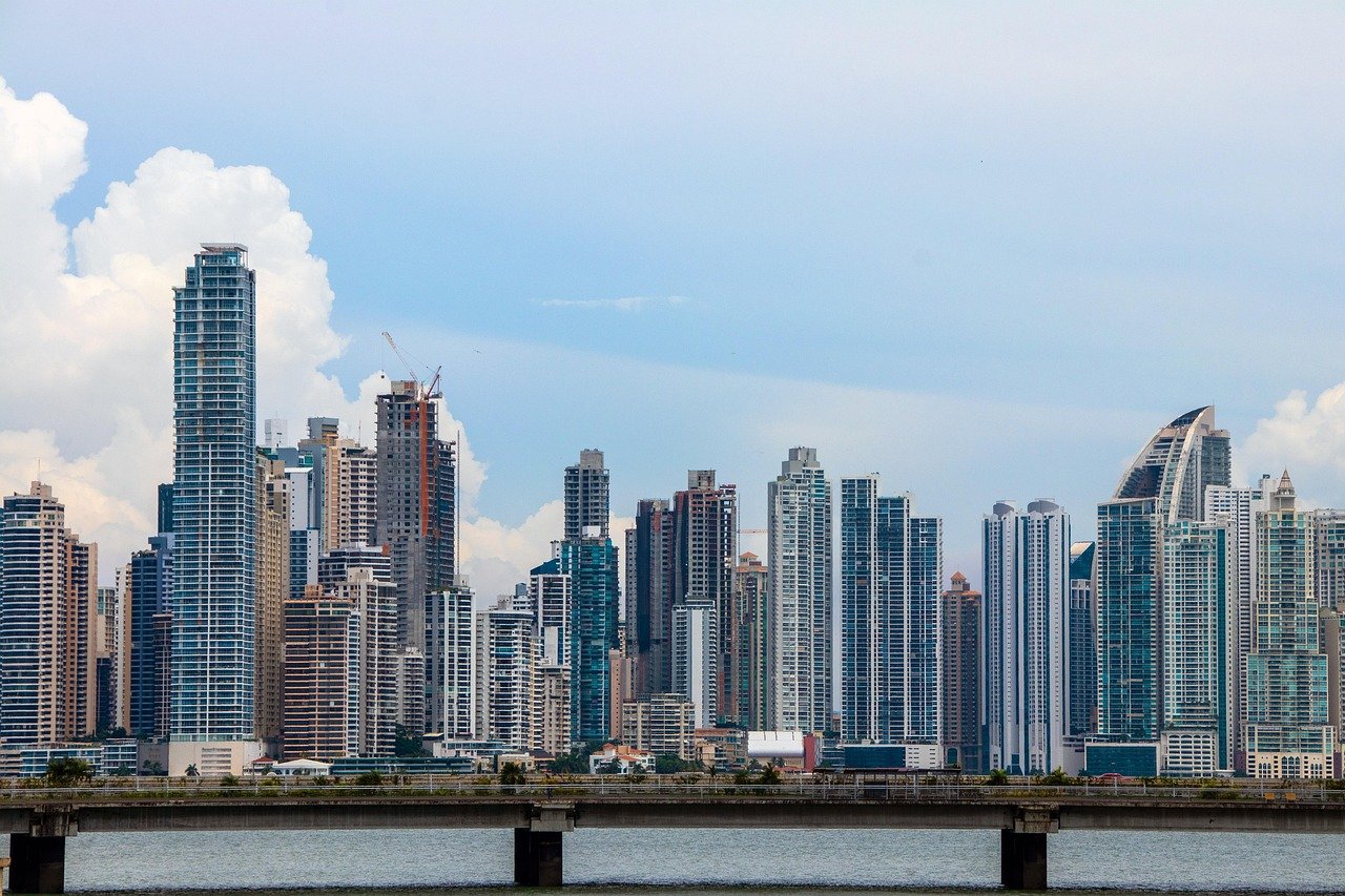 panama, città, skyline, ponte, paesaggio marino, edificio, viaggiare, acqua, oceano, mare, natura, cielo, molo