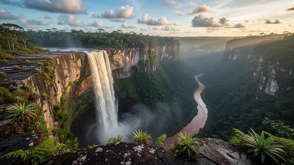 Kaieteur Falls stürzen vom Plateau des Guiana Shield in die Potaro-River-Schlucht in Guyanas Region Potaro-Siparuni