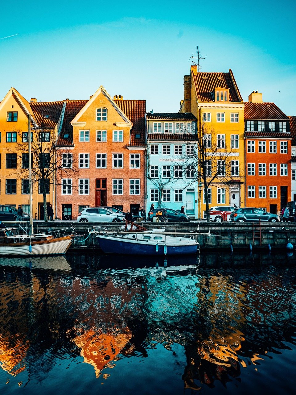 copenhague, christianshavn, puerto, colorido, casas, naturaleza, nórdico, canal, dinamarca, barcos, arquitectura, viaje, europa, reflejo, agua
