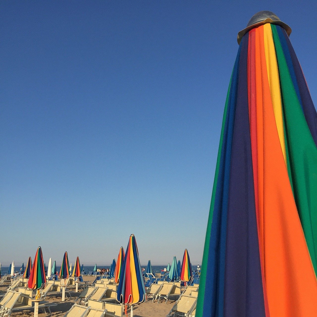 deniz, plaj, doğa, rimini, yaz, şemsiyeler, plaj tesisi, güneş