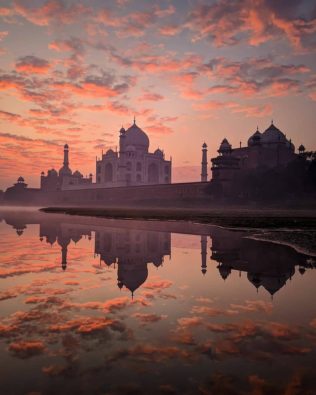 fiume, taj mahal, tramonto, alba, riflesso, acqua, architettura, edificio, punto di riferimento, attrazione turistica, patrimonio, storico, storico, edificio in marmo, architettura mughal, mausoleo, sito patrimonio mondiale unesco, agra, uttar pradesh, india, taj mahal,