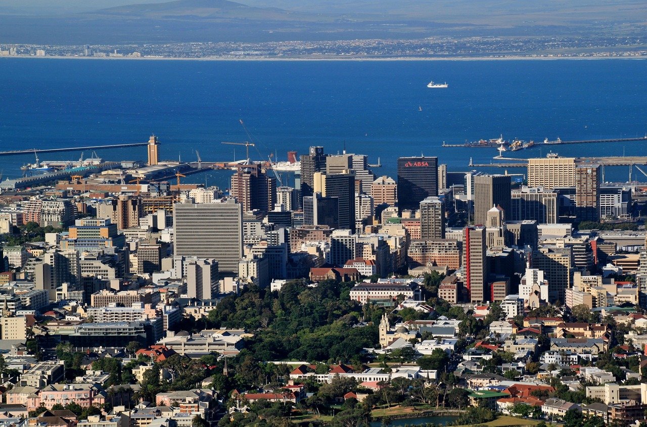 cape town, güney afrika, mimari, bina, manzara, doğa, afrika, şehir manzarası, ev, evler, gökdelenler, liman, deniz, silüet, seyahat etmek, okyanus, koy, tatiller, tepeden bakış, yüksek
