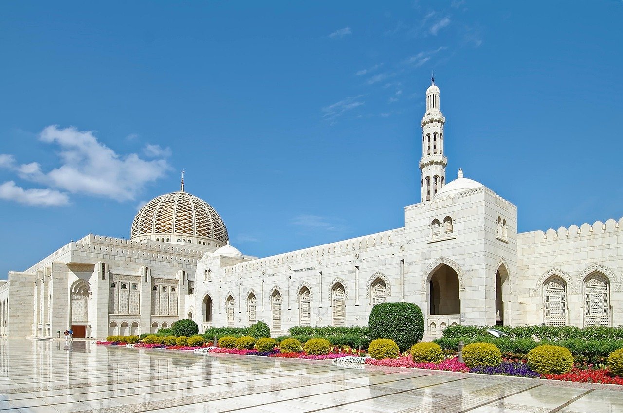 Sultan-Qabus-Großmoschee, Oman, Muskatnuss, Hauptmoschee, Moschee, Gebäude, Minarett, Kuppel, Architektur, Religion, Islam, muslimisch, Kultur, Besichtigung, Tourismus, Oman, Oman, Oman, Moschee, Moschee, Moschee, Moschee, Moschee, Islam, muslimisch