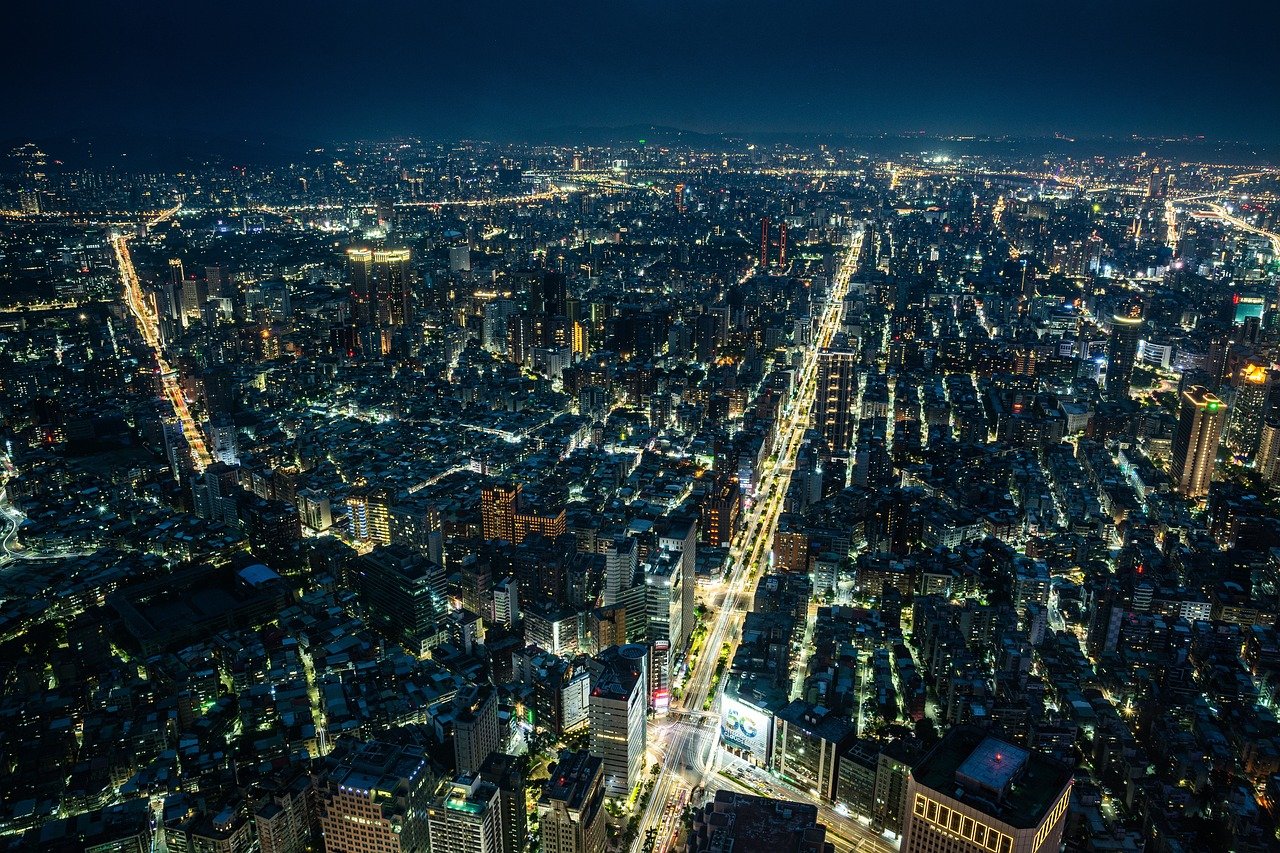 taiwan, città, panorama urbano, natura, viaggio, alto, cielo notturno, cielo, moderno, taipei, skyline, punto di riferimento, asia, n, notte