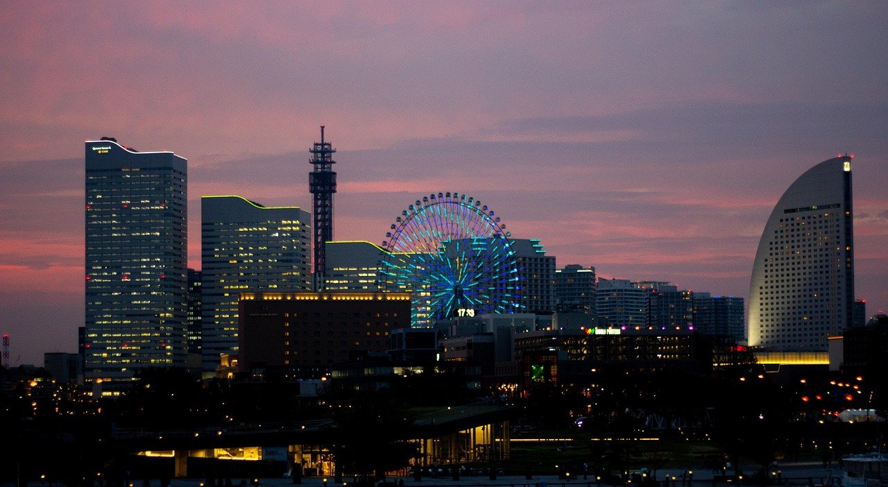 Japan, Yokohama, Sonnenuntergang, Minato Mirai, Natur, Silhouette