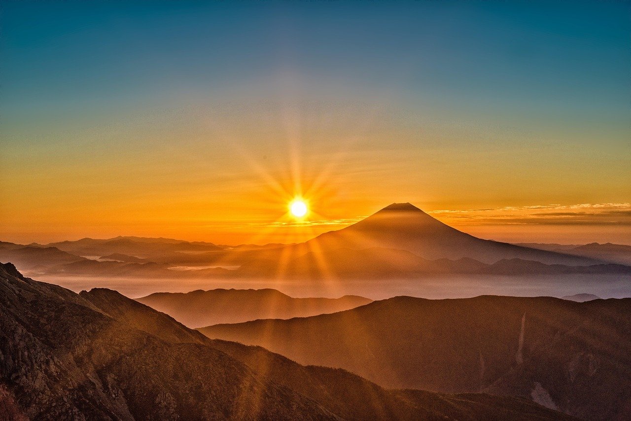 fuji dağı, japonya, yanardağ, dağ, dağlar, gizem, doğa, gün doğumu, güneş ışığı, manzara, doğal