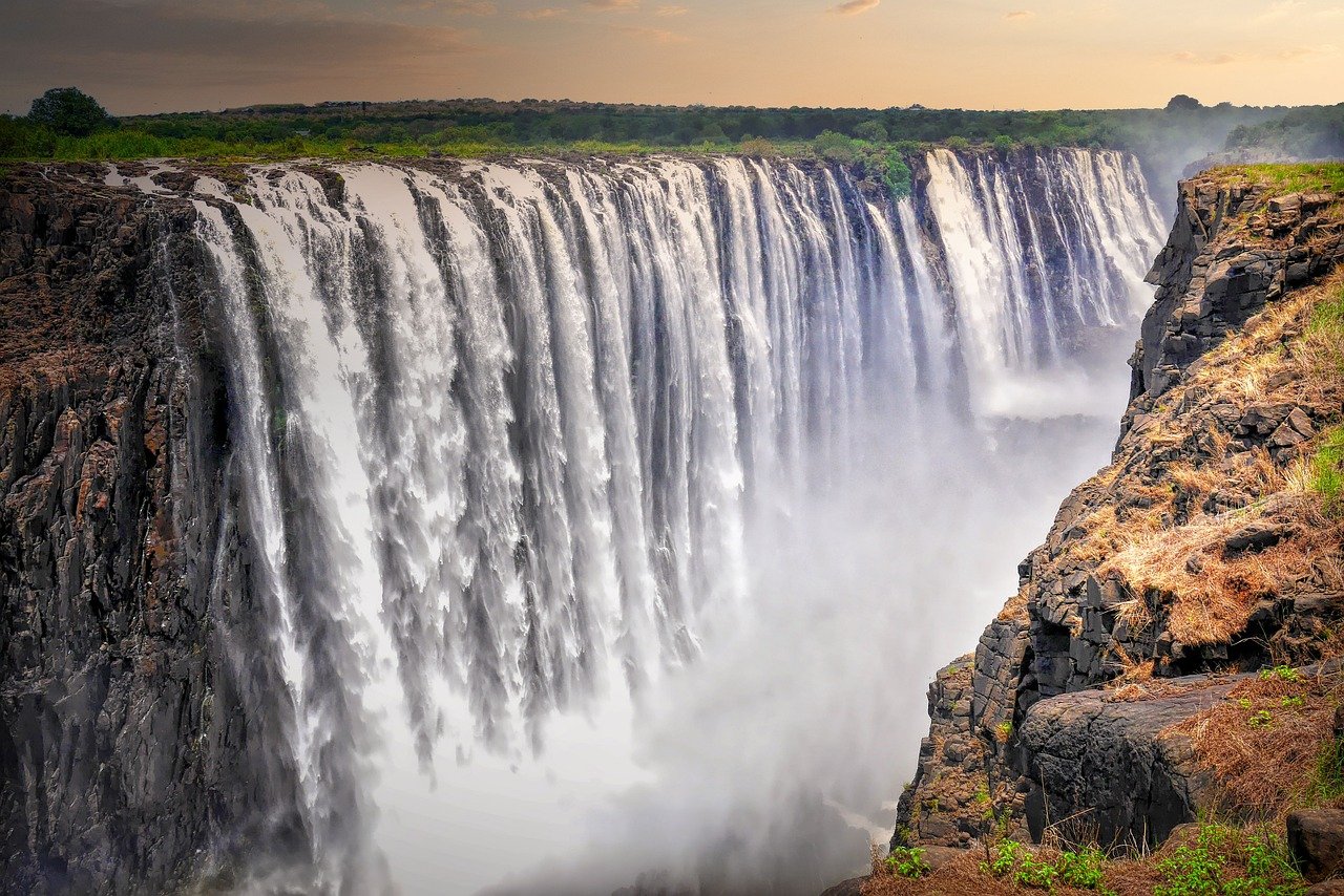 victoria falls, waterfalls, cliff, mountain, water, river, mist, national park, wilderness, view, beauty, scenic, nature, twilight, victoria, zambezi, zambia, zimbabwe, africa, panorama, victoria falls, victoria falls, victoria falls, victoria falls, vict