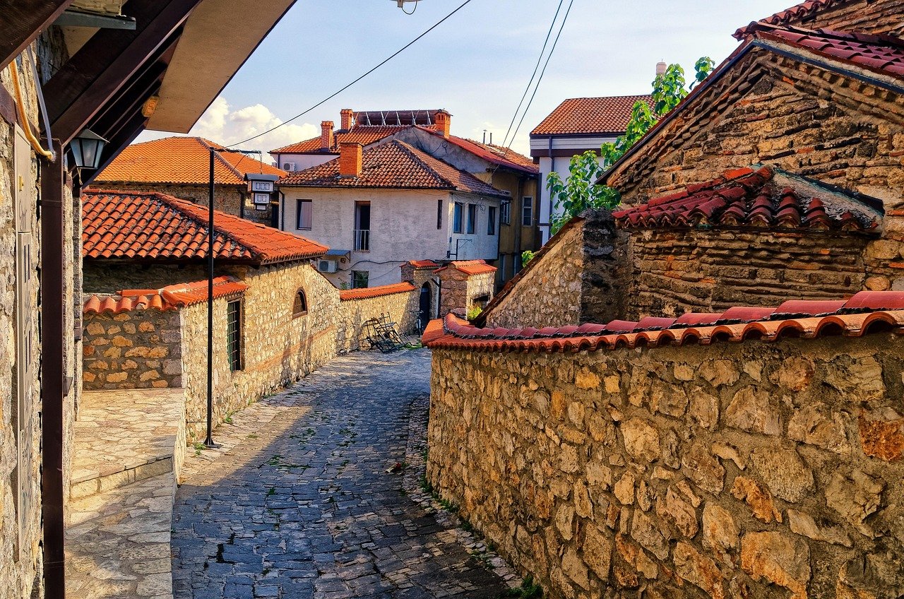 église, ville, rue, ohrid, maisons, ville, village, ohrid, ohrid, ohrid, ohrid, ohrid, village