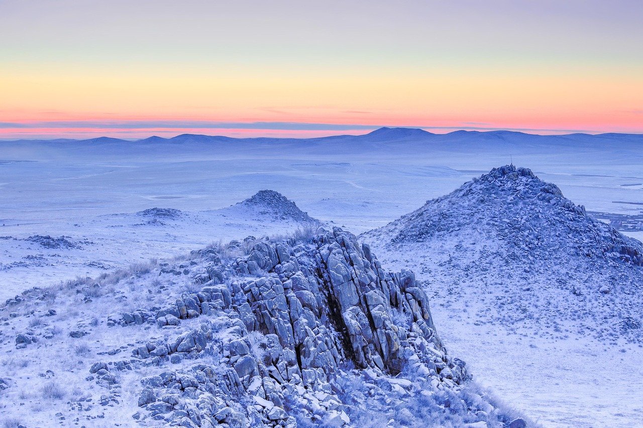 gefroren, Landschaft, Natur, kalt, Sonnenaufgang, Datei, Wildnis, Fels, Dezember, Mongolei, östliche Mongolei