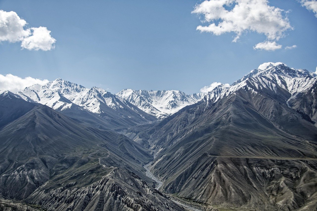 tacikistan, afganistan, wachan koridoru, wakhan nehri, wakhan vadisi, hindu kuş, pamir, pamir dağları, doğa, seyahat etmek, manzara, akış, su, dağlar, kar, buzul, bulutlar, sınır bölgesi, pamir karayolu, afganistan, afganistan, afganistan, afga