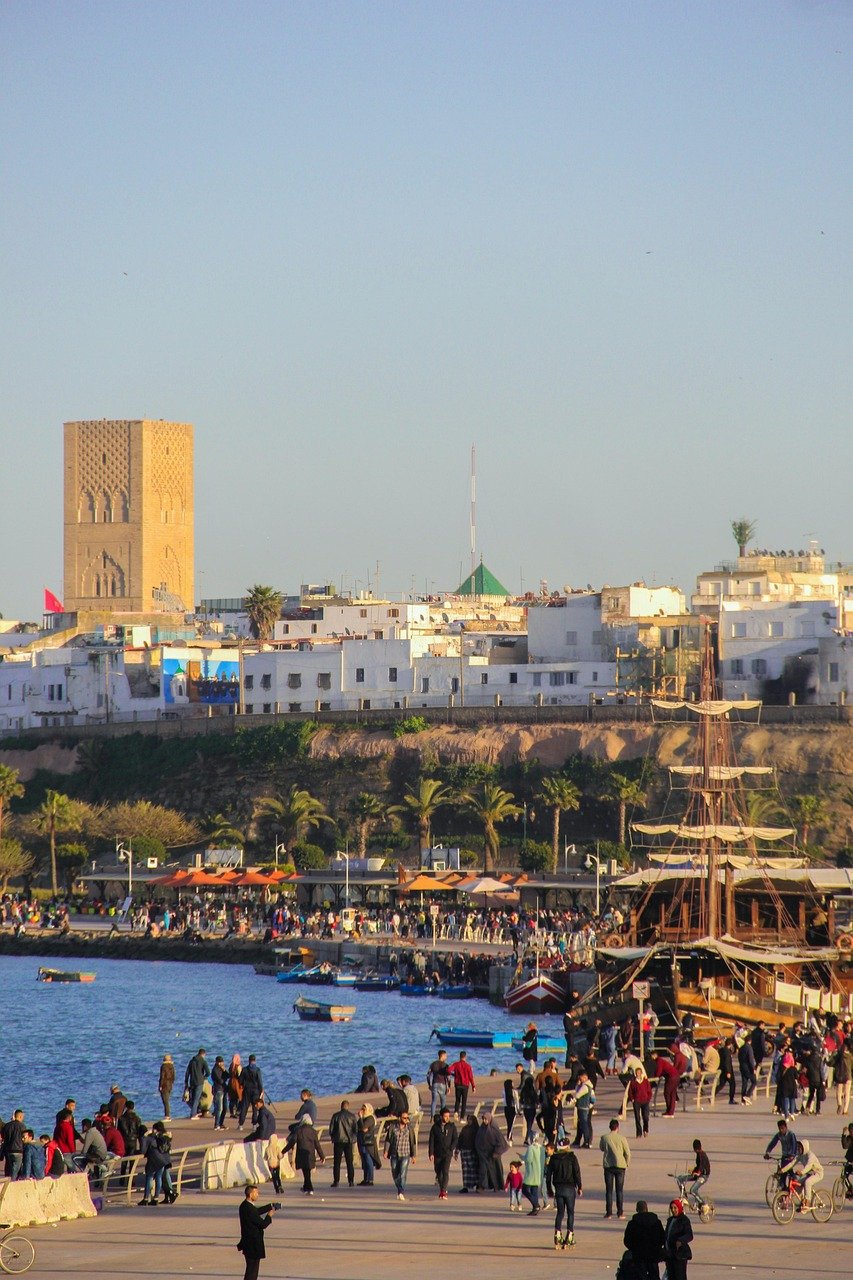 rabat, maroc, plage, tour hassan, tour, nature, islam, mosquée, personnes, foule
