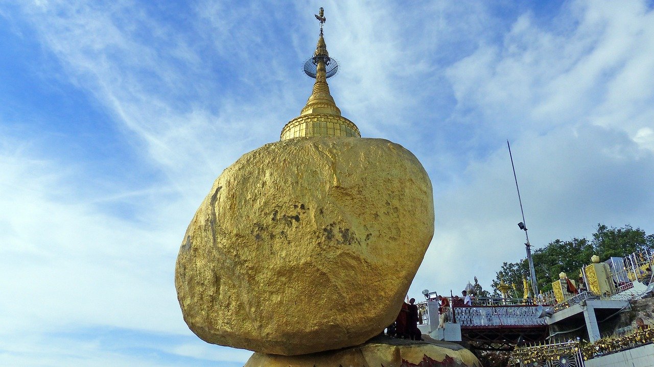 Himmel, Architektur, Reisen, goldener Fels, Fels, Myanmar, Hpa-An, goldener Fels, goldener Fels, goldener Fels, goldener Fels, goldener Fels