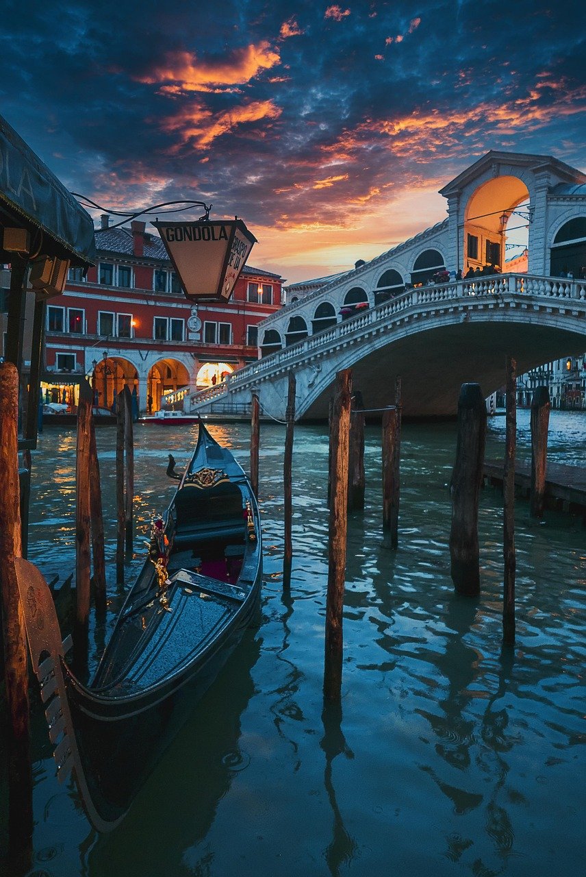 Venecia, naturaleza, Gran Canal, atardecer, Italia, ciudad, arquitectura, viajes, turismo, góndola, Europa, crepúsculo, anochecer