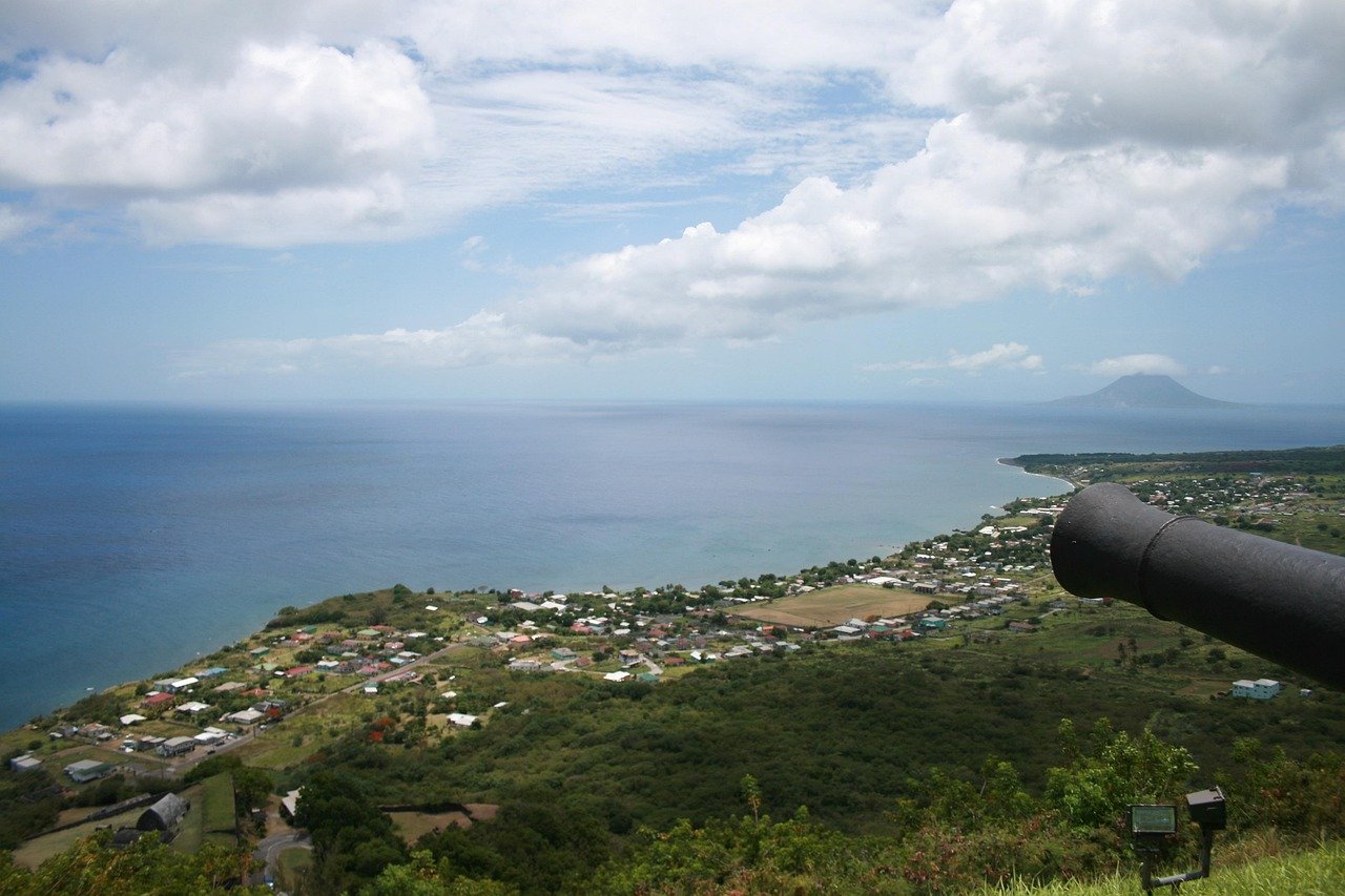 forteresse sur colline, soufre, forteresse, colline, Caraïbes, historique, canon, Saint-Kitts-et-Nevis, mer des Caraïbes