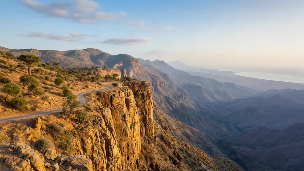 Golden hour view of the Cal Madow mountains and Daallo escarpment near Erigavo in Somalia's Sanaag highlands