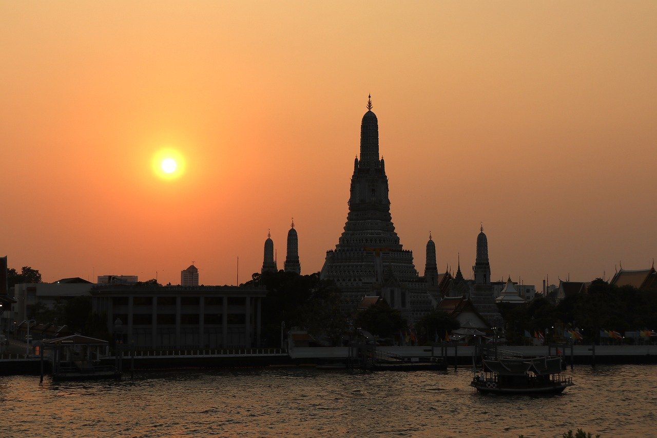 wat arun, sunset, bangkok, thailand, temple, nature, buddhist temple, tourist attraction