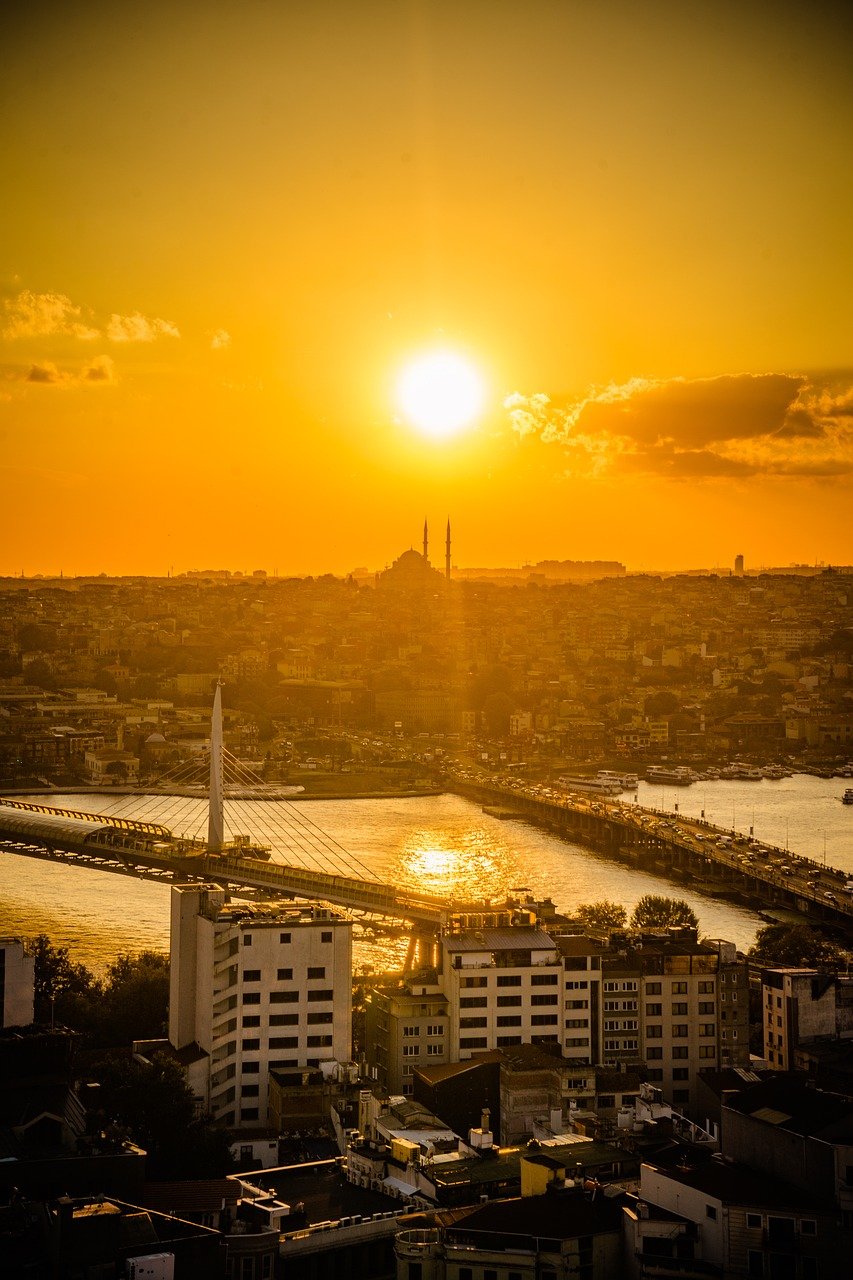 istanbul, nature, turkey, sunset, golden hour, cityscape, skyline, mosque, silhouette, bosphorus, bridge, urban landscape, travel, scenic view, tourism, evening light, beautiful sky, sea, architecture