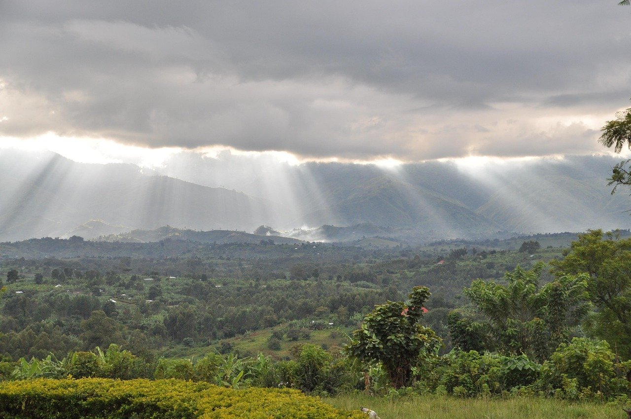 rwenzori, montañas, frontera, congo, naturaleza, uganda, montañas de la luna, nubes, tarde, atardecer, portada, áfrica, vista, fort portal