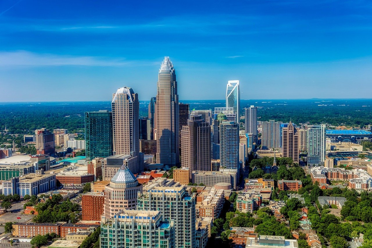 charlotte, north carolina, city, skyline, cityscape, nature, scenic, downtown, sky, clouds, hdr, skyscrapers, america