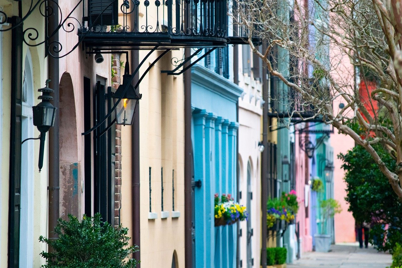 charleston, rainbow row, histórico, punto de referencia, arquitectura, américa, turismo, ciudad, viaje, antiguo, edificios, ladrillo, histórico, ee. uu., colorido, charleston, charleston, charleston, charleston, charleston