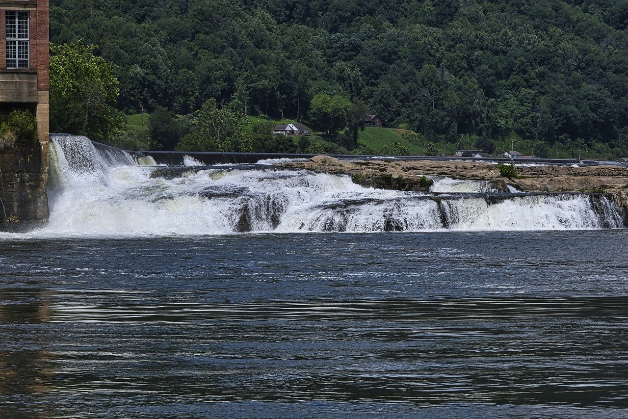 montañas, cascadas, cascada, agua, arroyo, rocas, árboles, bosque, naturaleza, Virginia Occidental, turismo, río Kanawha