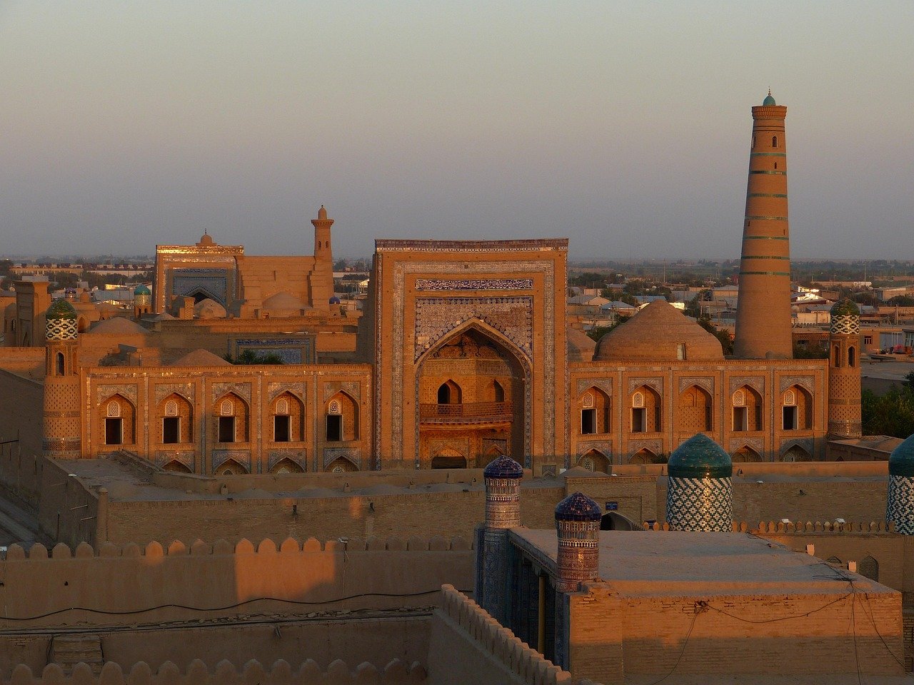 Chiwa, Stadt, Stadtansicht, Natur, alt, Abendatmosphäre, Usbekistan, Sonnenuntergang