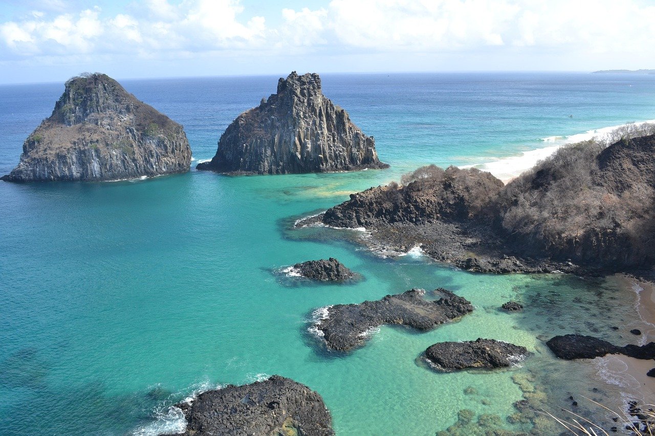 fernando de noronha, coucher de soleil, mer, plage, nature, noronha