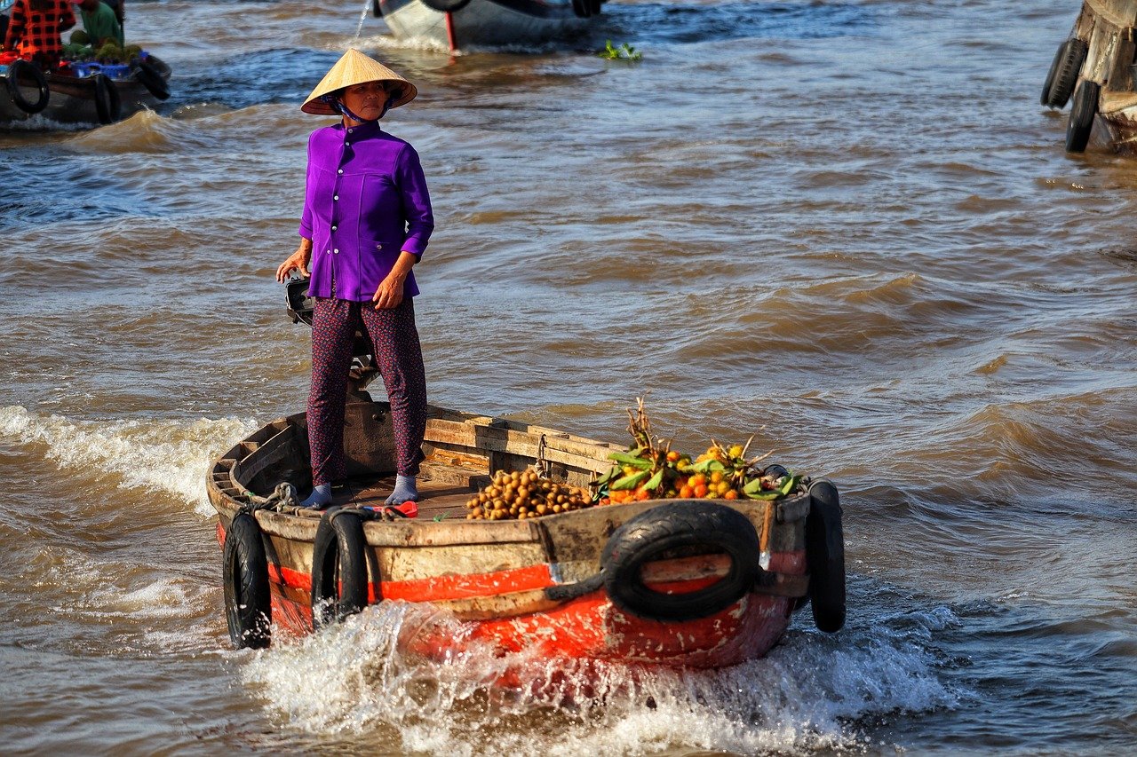 vietnam, mekong, boat, woman, vegetables, market, floating market, flow, mekong delta, mekong delta, mekong delta, mekong delta, mekong delta, mekong delta