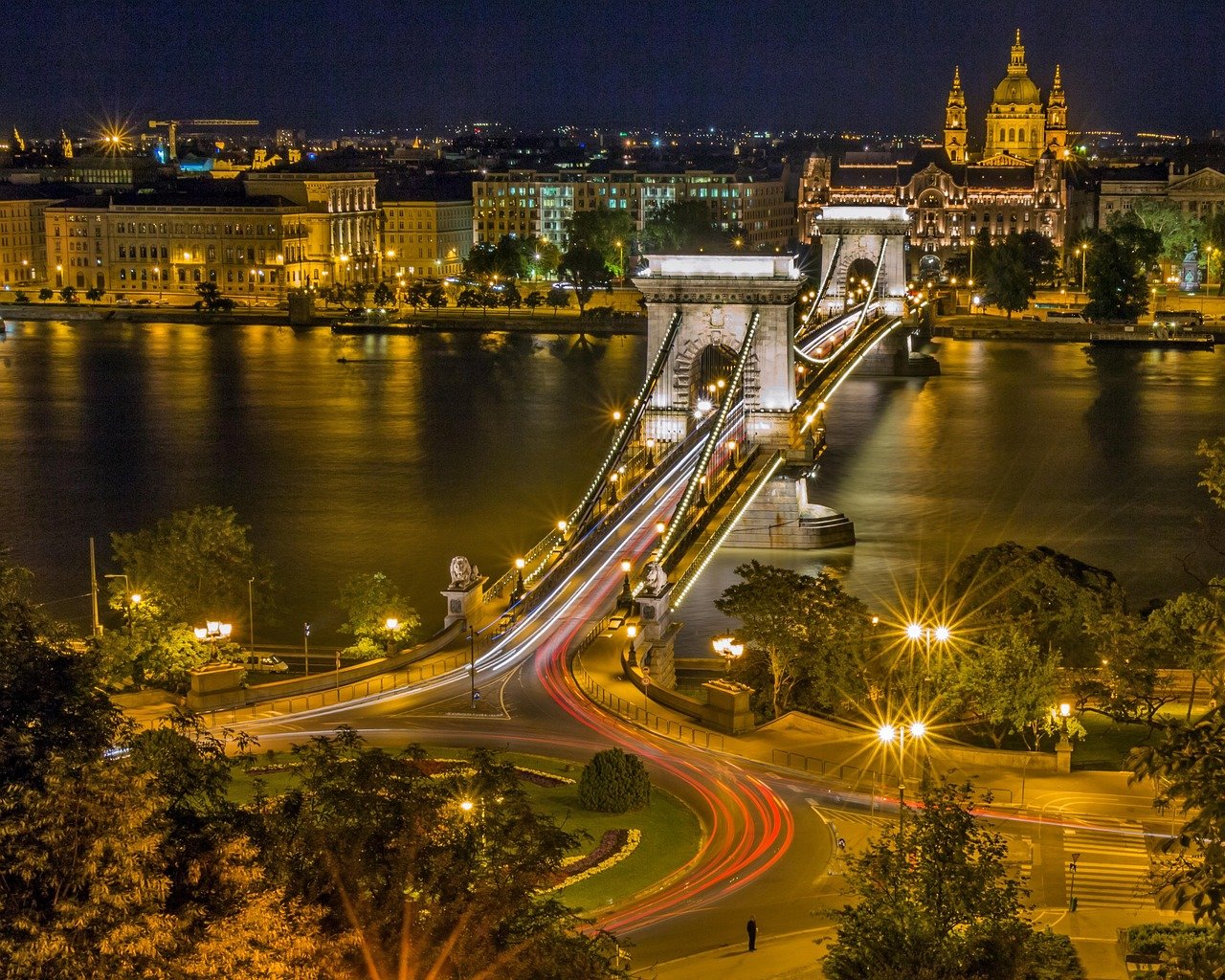 puente, río, ciudad, urbano, noche, atardecer, iluminado, luces de la ciudad, puente de cadenas, atracción turística, plaza Adam Clark, puente de las cadenas Széchenyi, Danubio, Budapest, Hungría, puente, Budapest, Budapest, Budapest, Budapest, Budapest, Hungría