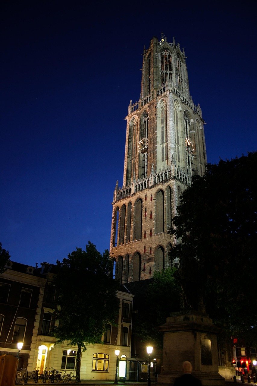 dom, torre del duomo, piazza della cattedrale, utrecht, torre, notte, sera, paesi bassi, utrecht, utrecht, utrecht, utrecht, utrecht