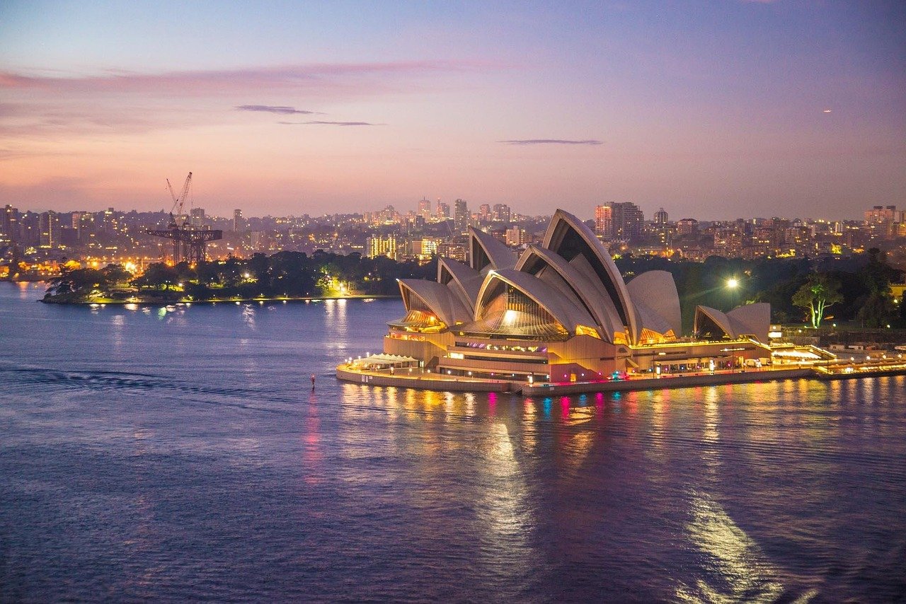 sydney opera house, sydney, mimari, bina, liman, avustralya, şehir manzarası, doğa, su, akşam
